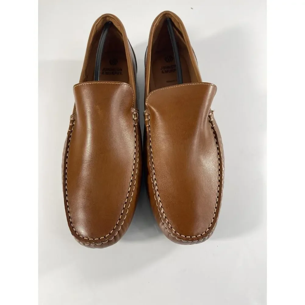 Johnston & Murphy Shoes Mens Size 12 Brown Beck Venetian Leather Loafers Slip On
